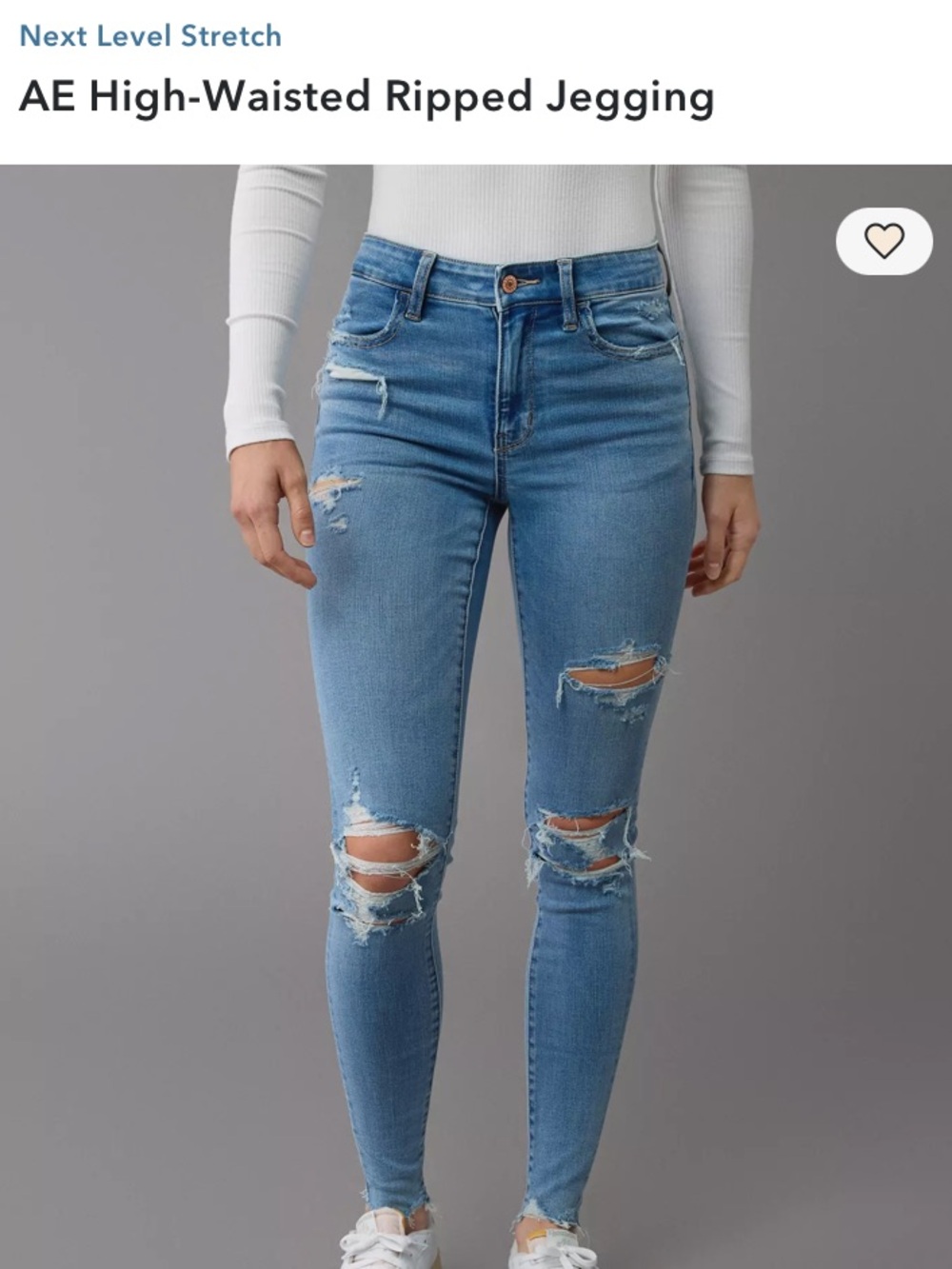 American Eagle Outfitters Light Blue High-Rise Ripped Jeggings
